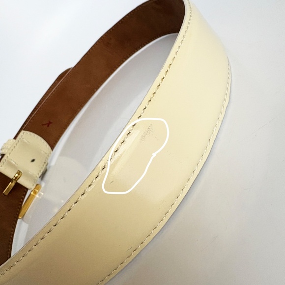 Moschino Belt by Redwall Vanilla Leather Gold Metal Logo Lettering Vintage Sz 40 main image 4